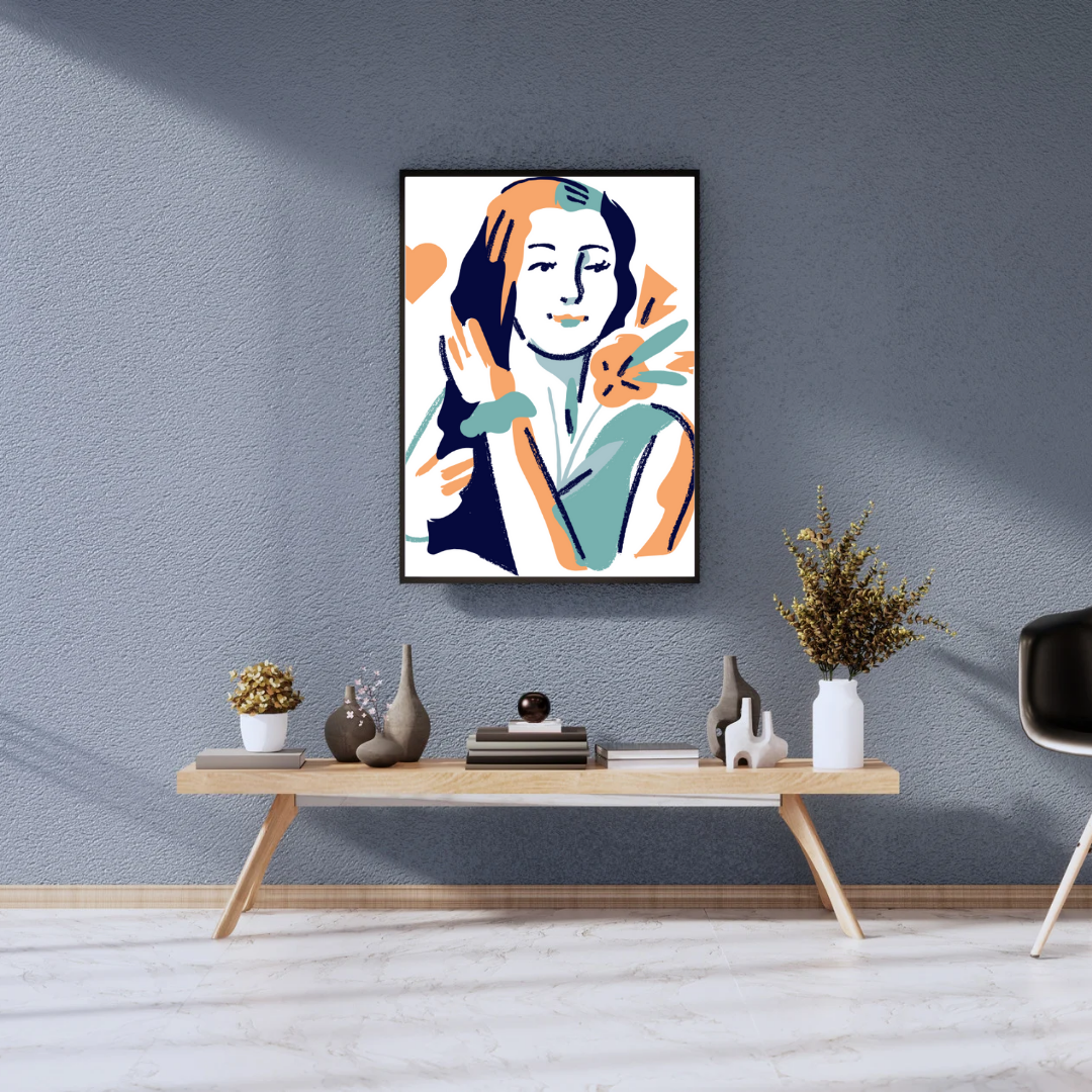 Elegant Wall Art – Coffee-Tone Girl ☕✨