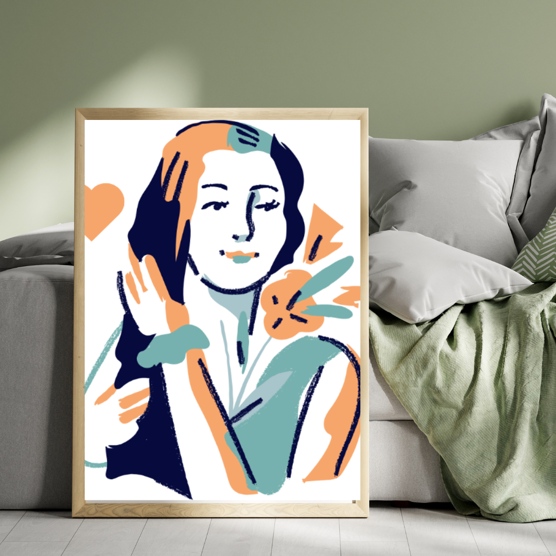 Elegant Wall Art – Coffee-Tone Girl ☕✨