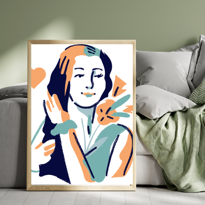 Elegant Wall Art – Coffee-Tone Girl ☕✨